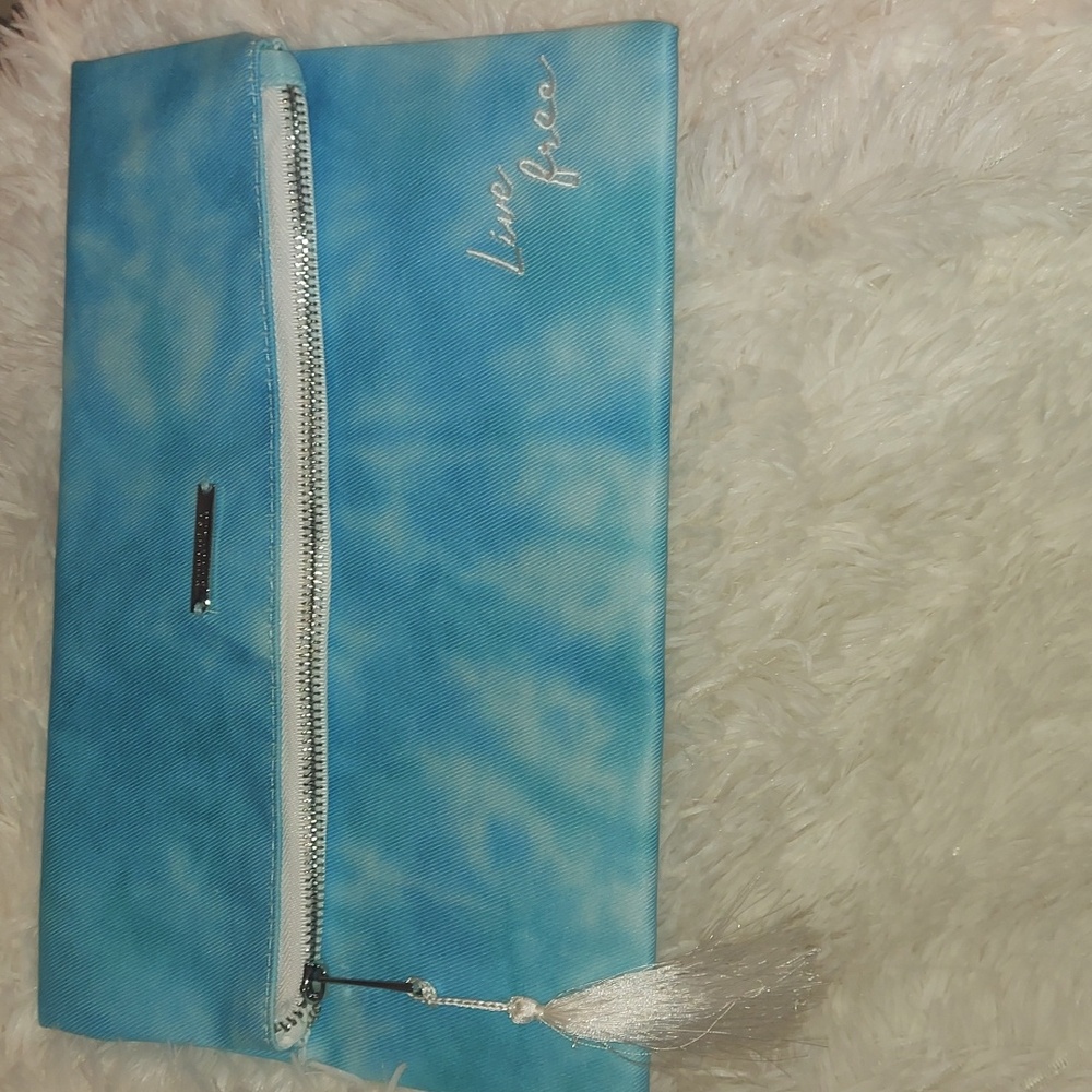 Pura Vida Retro-Chic Blue  Fold-over Cosmetic Travel Versitile Zip Snap Pouch